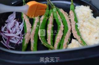青椒酿肉的做法步骤:7