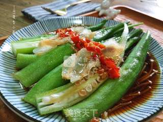 清蒸秋葵金针菇的做法步骤:6
