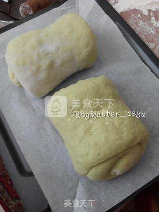 烤了一个无蛋奶的素雅的大馒头【抹茶红豆面包】的做法步骤:7