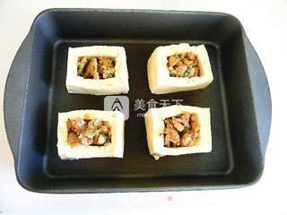 烤箱制作鲜香豆腐盒的做法步骤:9