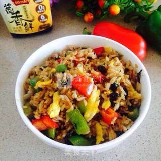 酱油豆鼓炒饭的做法步骤:6