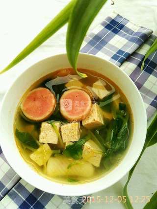 冻豆腐鱼丸汤的做法步骤:4