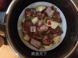 剁椒排骨蒸芋头的做法步骤:6