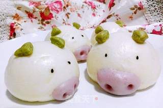 超萌小猪豆沙包的做法步骤:12