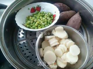 紫薯山药豌豆泥的做法步骤：2