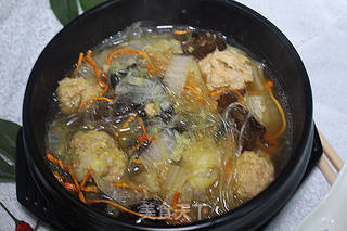 #虫草白菜木耳肉丸粉丝汤的做法图解9