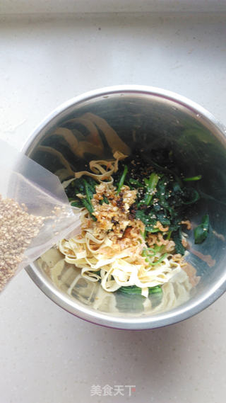 开洋豆皮拌菠菜的做法步骤:7