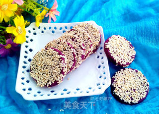 紫薯芝麻饼的做法步骤:16