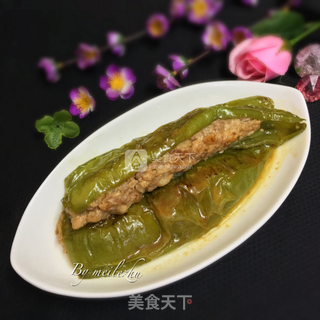 青椒酿肉的做法步骤:8