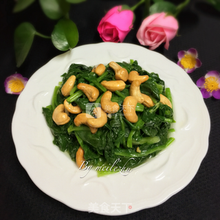 菠菜拌腰果的做法步骤:10