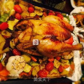 五彩缤纷烤鸡的做法步骤:12
