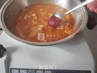 泡菜年糕豆腐汤的做法步骤:5