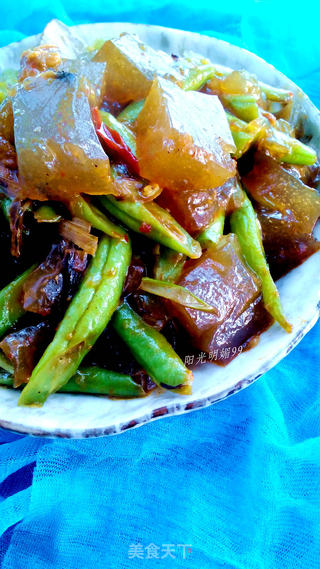 四季豆炒凉粉的做法步骤:7