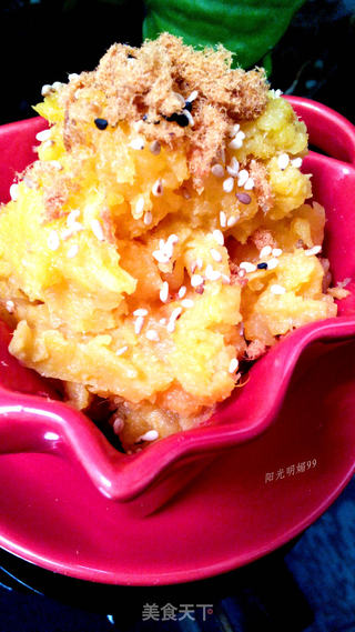 芝麻肉松红薯泥的做法步骤:4
