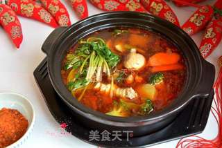 鸡汤杂蔬麻辣火锅的做法步骤:16