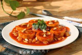 茄汁干贝松仁酿豆腐的做法步骤:12