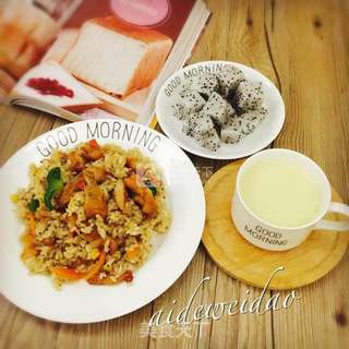 黑胡椒牛排酱鸡腿炒饭的做法步骤:10