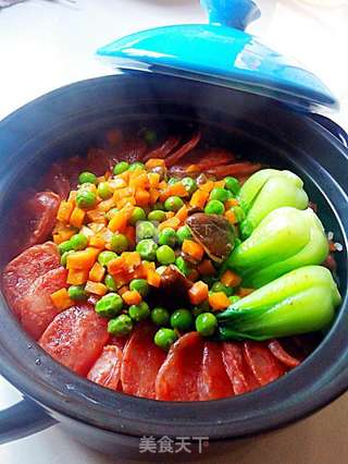 腊肠煲仔饭的做法步骤:11