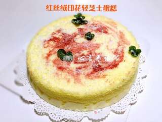 红丝绒印花轻芝士蛋糕的做法步骤:24