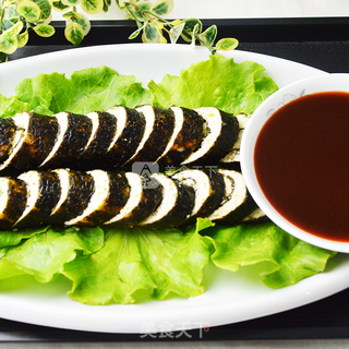 鸡蓉紫菜卷的做法步骤:7