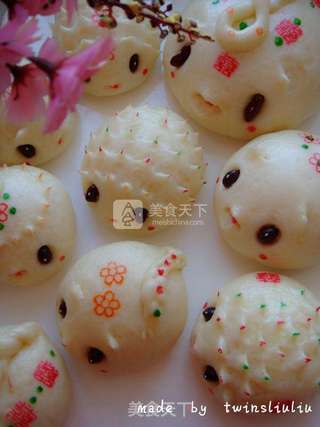 刺猬老鼠花样馒头(豆沙包)的做法步骤:32