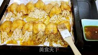 烤脱骨鸡翅金针菇的做法步骤：16