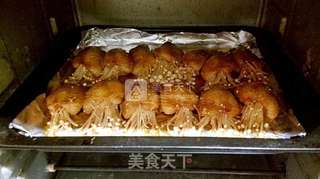 烤脱骨鸡翅金针菇的做法步骤：17