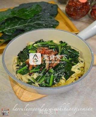 CoCoLc的私菜食谱经--腊肉绿叶甘蓝菜意式黄金面 【传统的意式面】新鲜尝的做法步骤:14