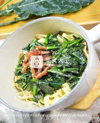 CoCoLc的私菜食谱经－－腊肉绿叶甘蓝菜意式黄金面  【传统的意式面】新鲜尝的做法步骤：16