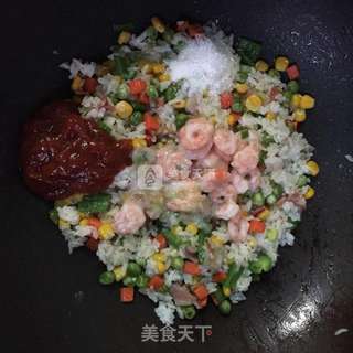 培根虾仁芝士焗饭的做法步骤:7