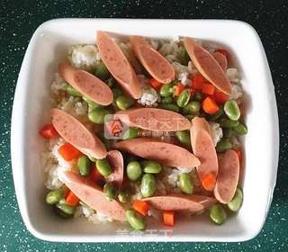 火腿肠芝士焗饭的做法步骤:5
