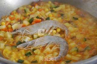 红咖喱大虾饭的做法步骤：8