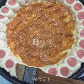香肠花边大虾披萨的做法步骤:11
