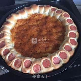 香肠花边大虾披萨的做法步骤:12