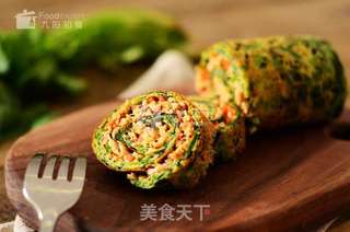 菠菜鸡丝蛋卷—九阳知食的做法步骤:6