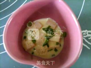 亚麻籽油葱香面包咸布丁的做法步骤:7