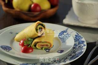 三文鱼鸡蛋卷饼的做法步骤:8