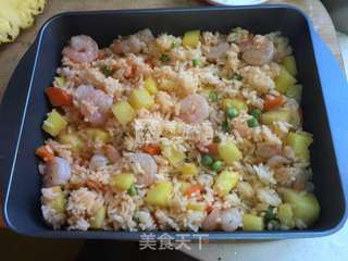 #ACA烘焙明星大赛#凤梨虾仁焗饭的做法步骤:9