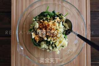 #ACA烘焙明星大赛#菠菜奶酪烤香菇的做法步骤：4