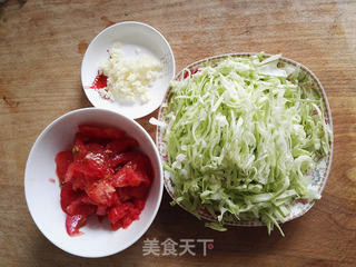 #信任之美#蒜香西红柿炒包菜的做法步骤:2