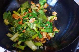 青菜肉片炒面的做法步骤:9