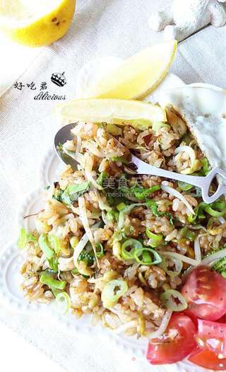 豆芽炒饭的做法步骤:13