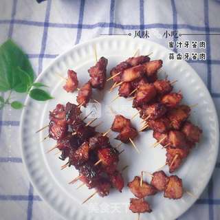 双味牙签肉(蜜汁版&蒜香辣味版)的做法步骤:12