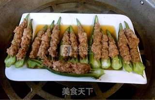 秋葵酿肉的做法步骤:7