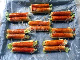 #ACA烘焙明星大赛#豆腐皮蔬菜卷的做法步骤:10