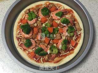#ACA烘焙明星大赛#脆底鲜虾鸡肉披萨的做法步骤:16