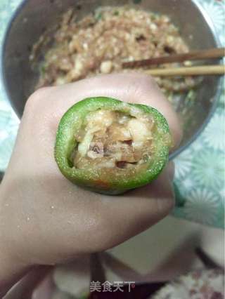 虎皮尖椒酿肉的做法步骤:3