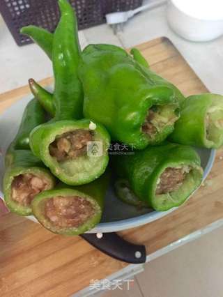 虎皮尖椒酿肉的做法步骤:4