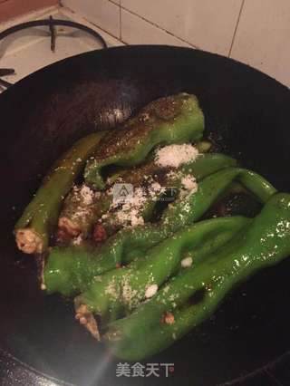 虎皮尖椒酿肉的做法步骤:8