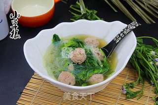 菠菜粉丝肉丸汤的做法步骤:9